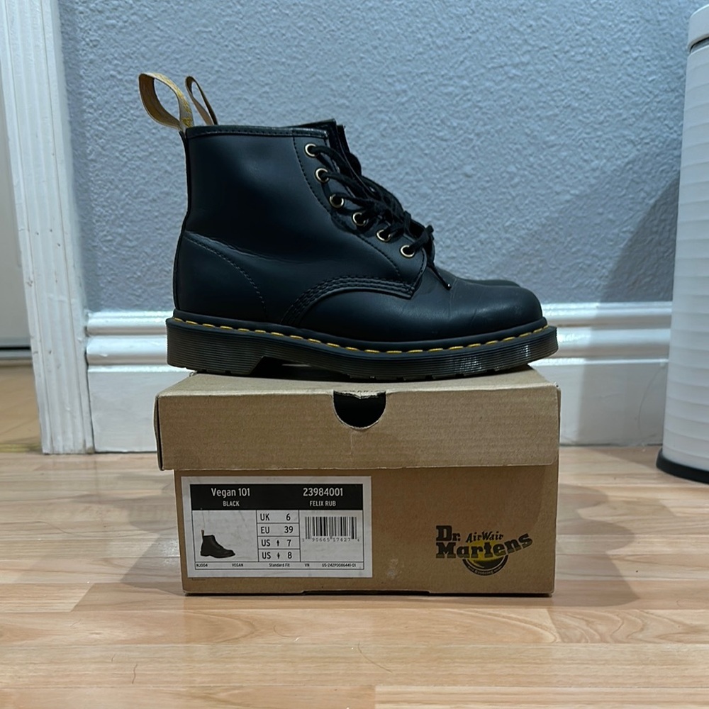 Black Vegan Lace-Up Boots